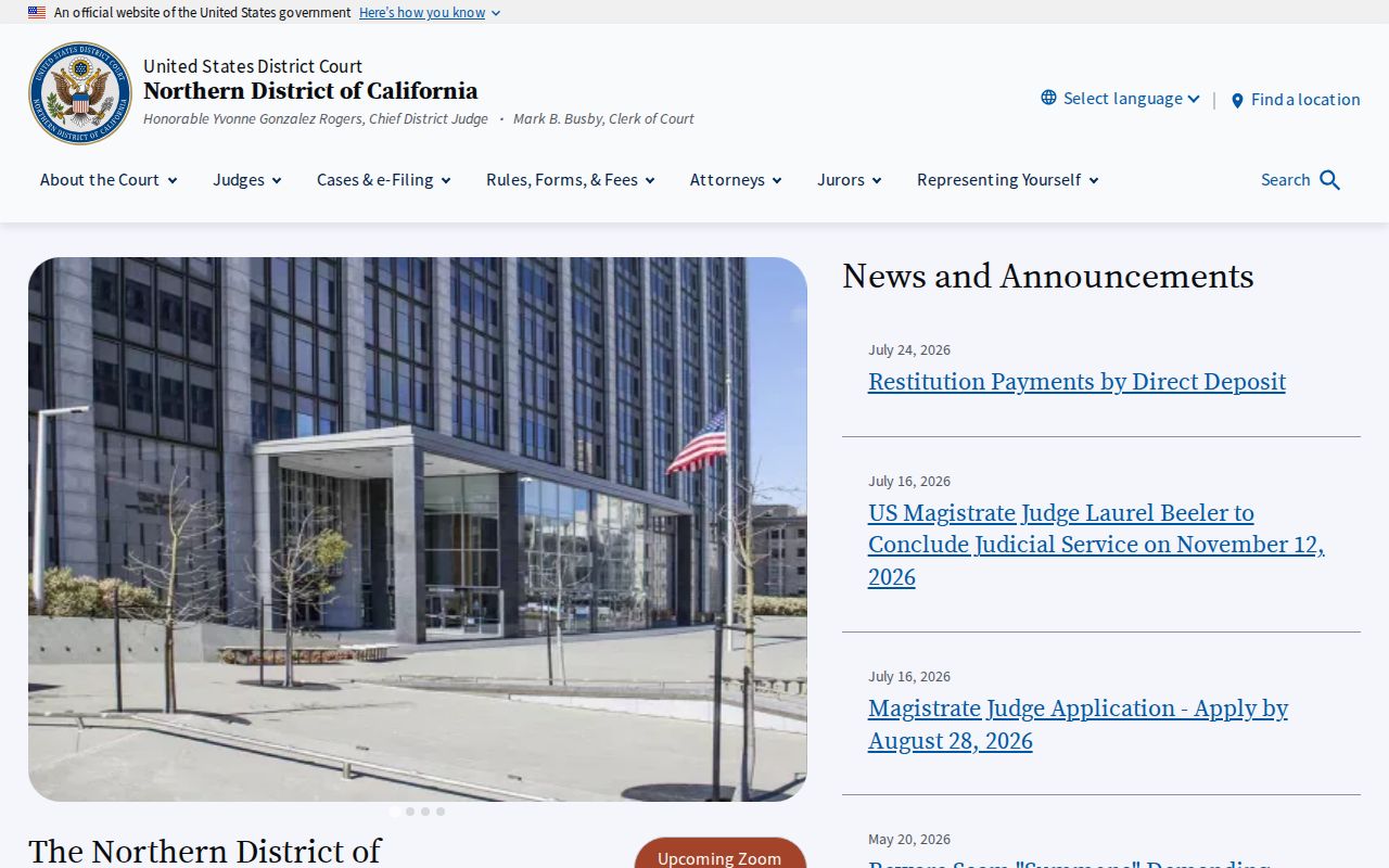 Mountain View resident lookup Northern District of California court