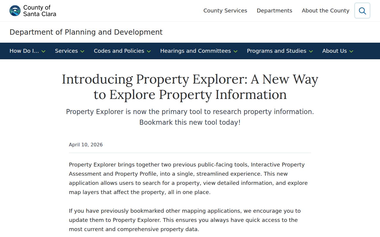Mountain View neighbors Santa Clara County Property Explorer map